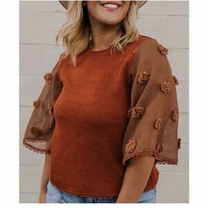Anthropologie THML x Roolee Puff Sleeve Statement Blouse 🤎🍂✨
